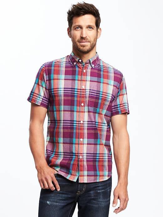 Old Navy Slim Fit Madras Shirt For Men - Prancing Purple