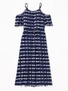 Tie-dye Stripe Cold-shoulder Midi Dress
