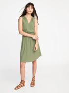 Old Navy Womens Waist-defined Sleeveless Dress For Women Olive Through This Size Xxl