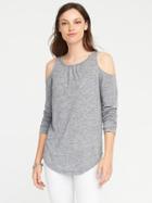 Old Navy Relaxed Cold Shoulder Top For Women - Gray