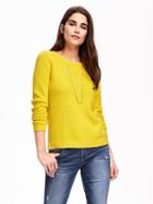 Old Navy Relaxed Textured Crew Neck Pullover For Women - Lime Ice
