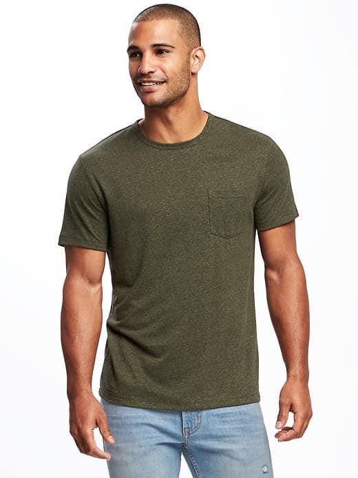 Old Navy Linen Blend Pocket Tee For Men - Alpine Tundra