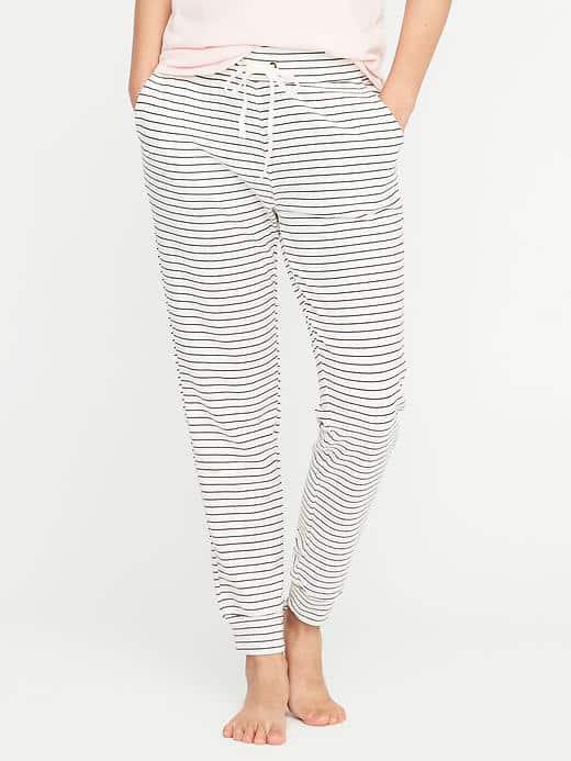 Old Navy French Terry Lounge Joggers For Women - Black Stripe Bottom
