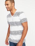 Old Navy Mens Soft-washed Printed Perfect-fit V-neck Tee For Men White Wave Stripe Size M