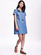 Old Navy Cocoon Embroidered Yoke Chambray Dress For Women - Monroe