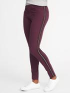 Old Navy Womens Mid-rise Side-stripe Pixie Full-length Pants For Women Purple/silver Stripe Size 6