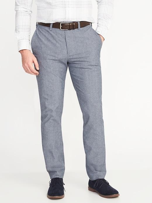 Old Navy Mens Athletic Built-in Flex Signature Non-iron Dress Pants For Men Chambray Blue Size 40w