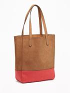 Old Navy Sueded Color Blocked Tote For Women - Tan/red