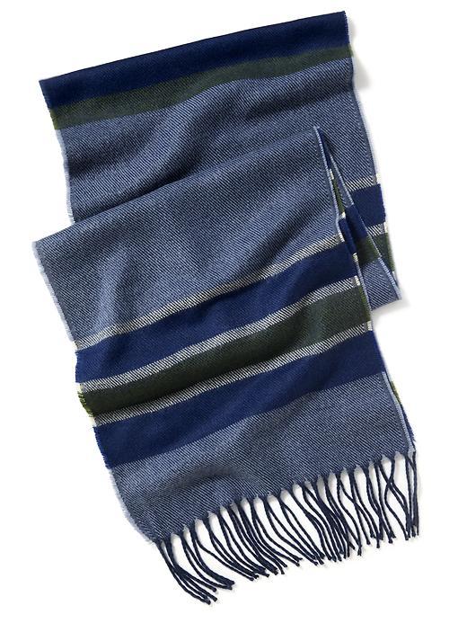 Old Navy Plaid Flannel Fringe Scarf For Men - Blue/green Stripe