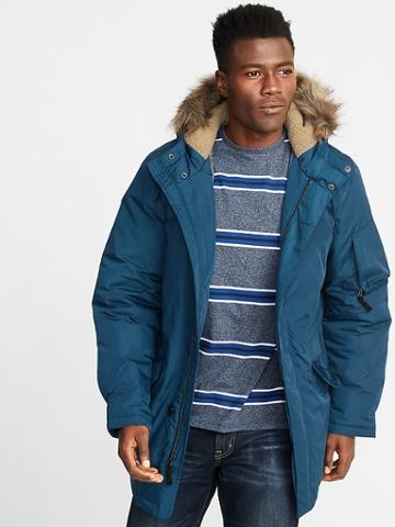 Old Navy Mens Hooded Parka For Men Victorian Blue Size Xs
