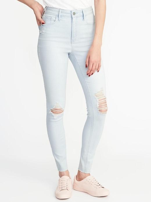 Old Navy Womens High-rise Secret-slim Rockstar Ankle Jeans For Women Ice Blue Size 0