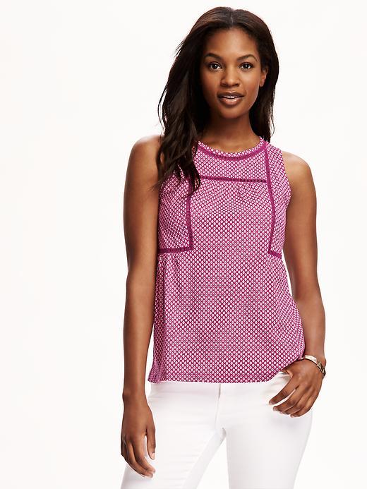 Old Navy Crochet Trim Trapeze Tank For Women - Pink Print