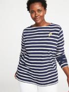 Old Navy Womens Plus-size Graphic Mariner-stripe Tee Navy Stripe Parrot Size 1x