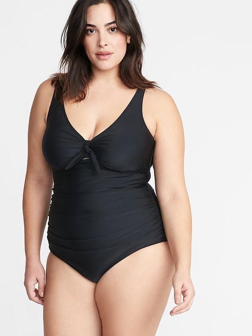 Tie-front Secret-slim Underwire Plus-size Swimsuit