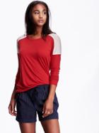 Old Navy Womens Shoulder Panel Slub Knit Tees Size L Tall - In The Red