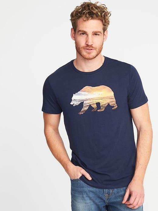 Old Navy Mens Soft-washed Graphic Tee For Men Ocean Bear Size S