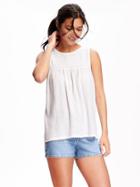 Old Navy Gauze Smocked Top For Women - Bright White
