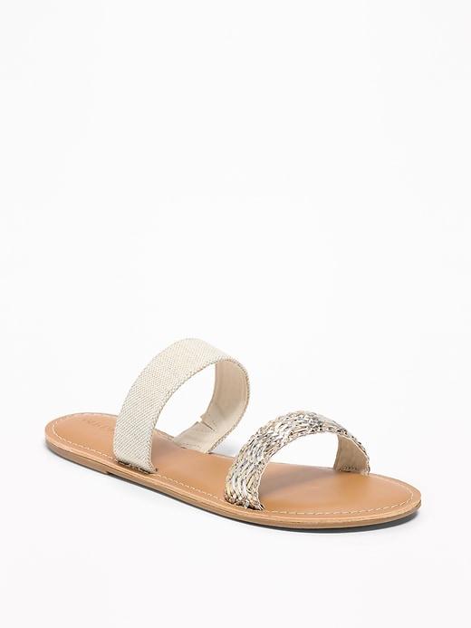 Old Navy Womens Metallic Double-strap Sandals For Women Metallic Multi Size 10