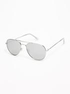Old Navy Womens Classic Aviator Sunglasses For Women Silver Size One Size