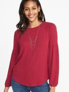 Old Navy Womens Plush-knit Balloon-sleeve Top For Women Red Size S