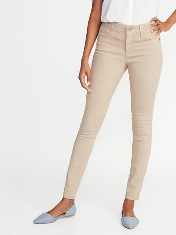 Old Navy Womens Mid-rise Pop-color Rockstar Super Skinny Jeans For Women Light Khaki Size 4