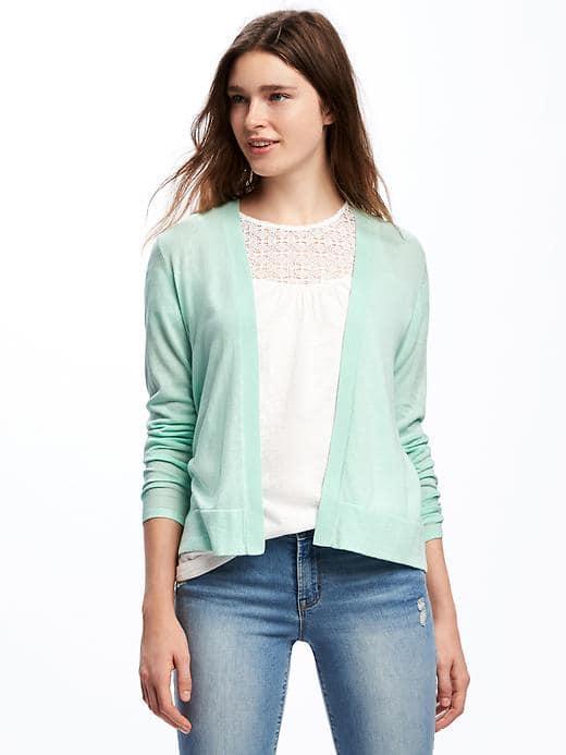 Old Navy Short Open Front Cardi For Women - Mini Mint