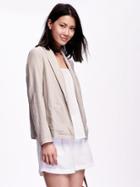 Old Navy Open Front Classic Blazer For Women - Soy Latte