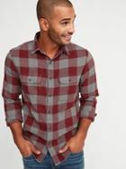 Old Navy Mens Regular-fit Built-in Flex Plaid Flannel Shirt For Men Wine Country Size Xxl