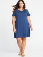 Old Navy Womens Plus-size Cold-shoulder Swing Dress Pacific Blue Size 2x