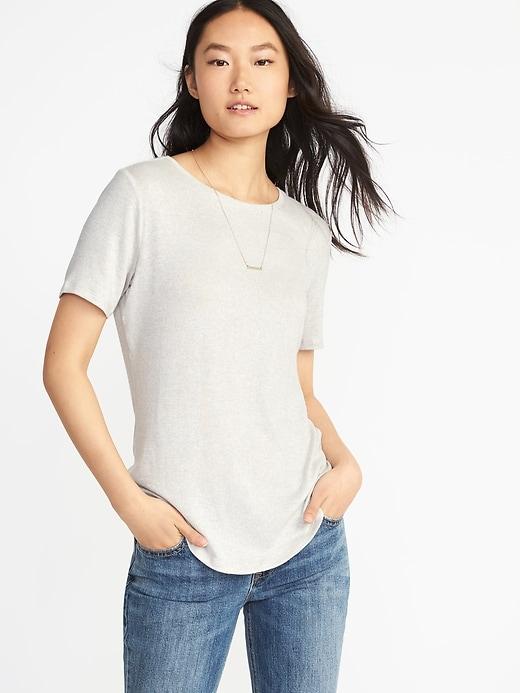 Old Navy Womens Luxe Soft-spun Curved-hem Tee For Women Soy Latte Size Xl