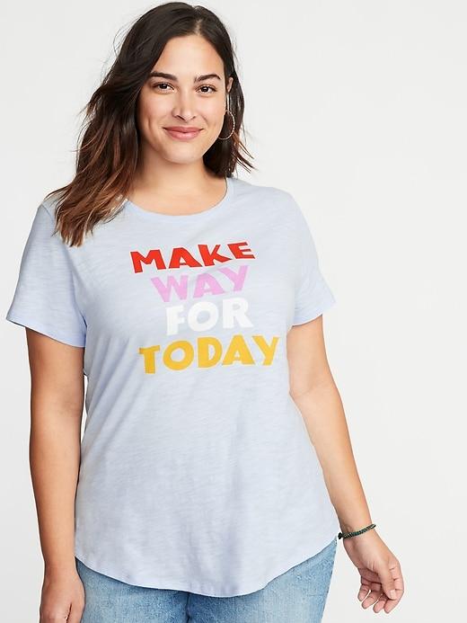 Old Navy Womens Everywear Plus-size Graphic Slub-knit Tee Make Way For Today Size 1x
