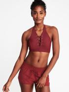 Old Navy Womens High-neck Lace-up Halter Swim Top For Women Golly Gee Garnet Size Xl