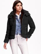 Old Navy Womens Faux Fur Trim Quilted Jacket Size L Tall - Black