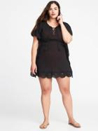 Old Navy Womens Plus-size Gauze Swim Cover-up Black Size 1x