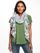 Old Navy Printed Linear Scarf For Women - Blue Paisley