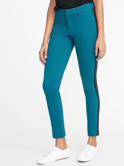 Old Navy Womens Mid-rise Ponte-knit Side-stripe Pixie Ankle Pants For Women Tealspin Size 4