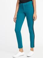 Old Navy Womens Mid-rise Ponte-knit Side-stripe Pixie Ankle Pants For Women Tealspin Size 4
