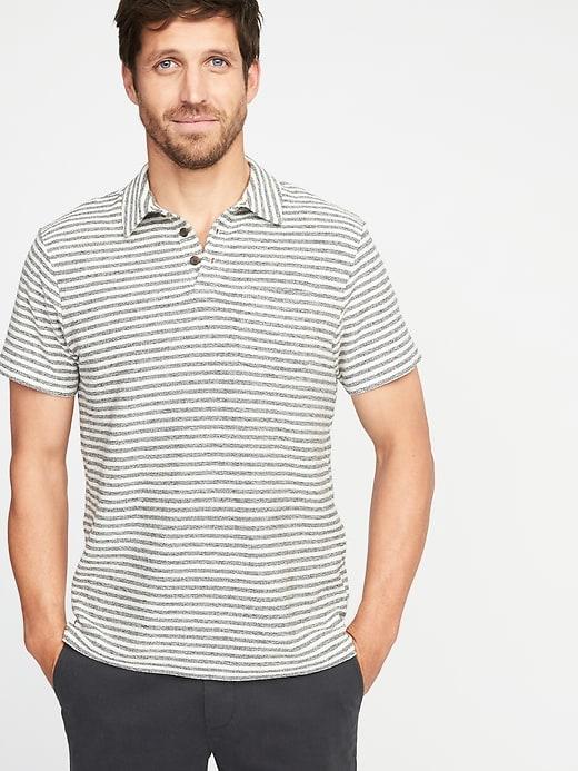 Old Navy Mens Loop-terry Pocket Polo For Men Calla Lilies Size L
