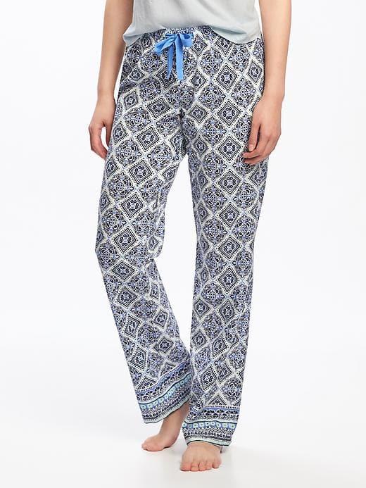 Old Navy Patterned Poplin Sleep Pants For Women - Tile Blue