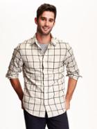 Old Navy Mens Slim Fit Plaid Flannel Shirt Size Xxl Big - White