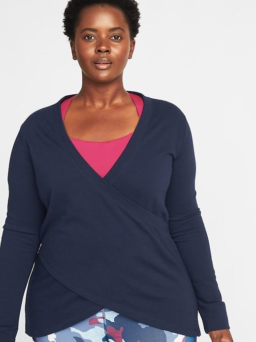 Old Navy Womens Relaxed Plus-size Surplice-front Sweatshirt In The Navy Size 1x