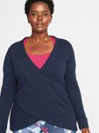 Old Navy Womens Relaxed Plus-size Surplice-front Sweatshirt In The Navy Size 1x