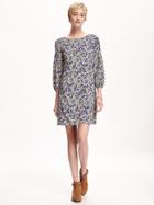 Old Navy Printed Crepe Shift Dress For Women - Blue Ditsy Floral