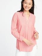 Old Navy Womens Relaxed Twill Popover Shirt For Women Pop Pink Size L
