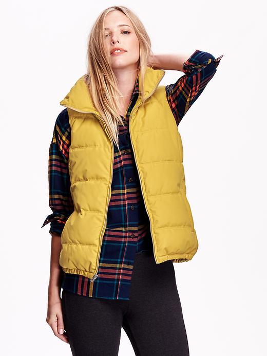 Old Navy Womens Quilted Fleece Lined Vest Size L Tall - Pressed Olive