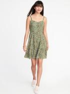 Old Navy Womens Fit & Flare Tiered Cami Dress For Women Green Floral Size S