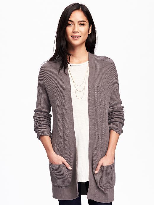 Old Navy Open Front Shaker Stitch Cardi For Women - Mushroom