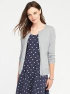 Old Navy Button Front Crew Neck Cardi For Women - Light Gray Heather