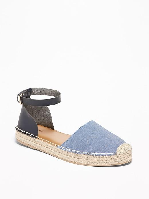 Chambray/faux-leather Espadrilles For Women