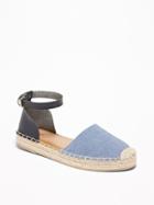 Chambray/faux-leather Espadrilles For Women